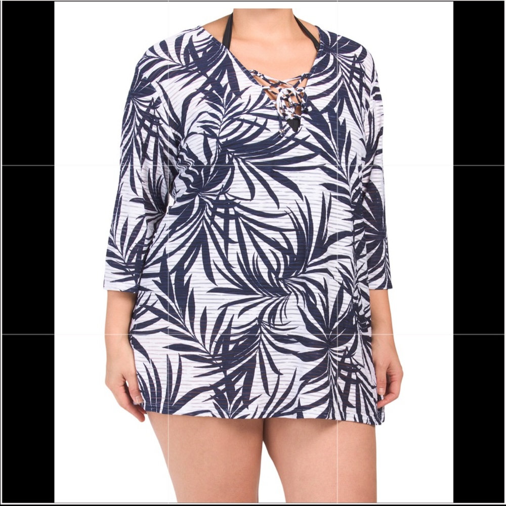 Plus Size Three-quarter Sleeve Cover-up